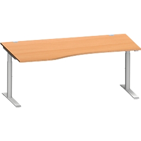 Schäfer Shop Genius Bureau de forme libre MODENA FLEX, approche à gauche, hêtre