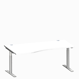 Schäfer Shop Genius Bureau de forme libre MODENA FLEX, approche à gauche, largeur 1800 mm, blanc