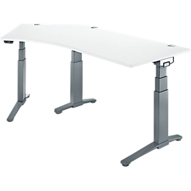 Schäfer Shop Genius Bureau ERGOSTYLE S, 135°, réglage électrique de la hauteur, approche à gauche, deux niveaux, pied en C, L 2165 x P 800 x H 645-1305 mm, avec Memory Master, blanc/anthracite