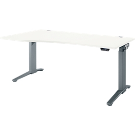 Schaefer Shop Genius bureau ERGOSTYLE S, elektrisch in hoogte verstelbaar, één niveau, aanbouw links, C-voet, B 1800 x D 800/1000 x H 715-1182 mm, incl. Memory Master, wit/antraciet