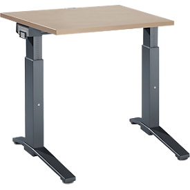 Schäfer Shop Genius Bureau ERGOSTYLE S, hauteur réglable manuellement, rectangle, pied en C, L 800 x P 800 x H 675-895 mm, chêne/anthracite