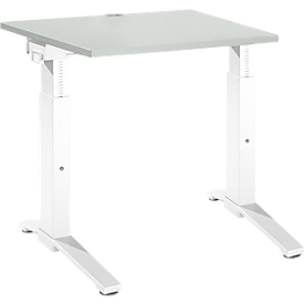Schäfer Shop Genius Bureau ERGOSTYLE S, hauteur réglable manuellement, rectangle, pied en C, L 800 x P 800 x H 675-895 mm, gris clair/blanc