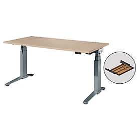 Schäfer Shop Genius Bureau ERGOSTYLE S, rectangulaire, hauteur réglable électriquement sur 2 niveaux, pied en C, L 1600 x P 800 x H 635-1305 mm, incl. Memory Master + tiroir, chêne/anthracite