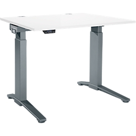Schäfer Shop Genius Bureau ERGOSTYLE S, rectangulaire, réglage électrique de la hauteur, un niveau, pied en C, L 1200 x P 800 x H 715-1182 mm, avec Memory Master, blanc/anthracite