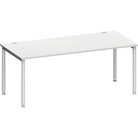 Schäfer Shop Genius Bureau MODENA FLEX, 4 pieds avec tubes ronds, l. 1800 x P 800 mm, gris clair/alu blanc 