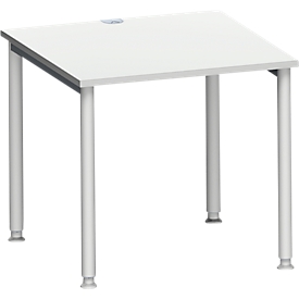 Schäfer Shop Genius bureau MODENA FLEX, 4-poots ronde buis, B 800 x D 800 mm, aluminium lichtgrijs/wit
