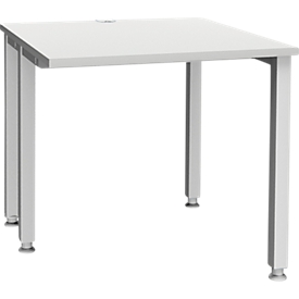 Schäfer Shop Genius bureau MODENA FLEX, 4-poots vierkante buis, verkorte zijpanelen, B 800 mm, lichtgrijs