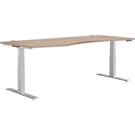 Schäfer Shop Genius bureau MODENA FLEX, elektrisch in hoogte verstelbaar, vrijstaand, aanbouw links, B 1800 mm, eiken/wit aluminium