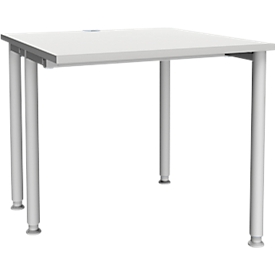 Schäfer Shop Genius Bureau MODENA FLEX, largeur 800 mm, piètement plus étroit d'un côté, gris clair 