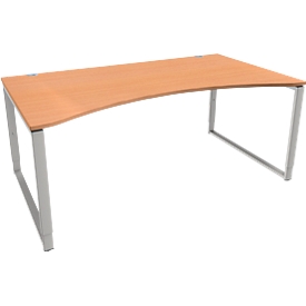 Schäfer Shop  Genius Bureau MODENA FLEX, met cockpitplaat, poten, B 1800 mm, beuken/wit aluminium, met cockpitplaat en poten 