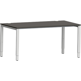 Schäfer Shop Genius bureau Modena Flex, rechthoekig, 4-poots buis, B 1600 x D 800 x H 650-850 mm, grafiet/wit aluminium