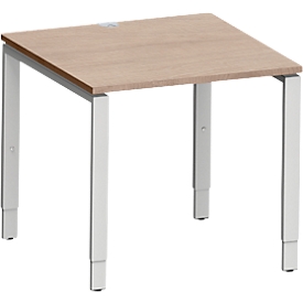 Schäfer Shop Genius bureau Modena Flex, rechthoekig, 4-poots buis, B 800 x D 800 x H 650-850 mm, eiken decor/wit aluminium