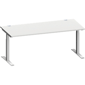 Schäfer Shop Genius Bureau MODENA FLEX, rectangulaire, pied en T tube rectangulaire, L 1800 x P 800 x H 650-850 mm, gris clair/alu blanc