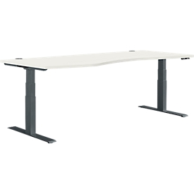 Schäfer Shop Genius Bureau MODENA FLEX, réglage électrique de la hauteur, forme libre, approche à gauche, L 1800 mm, blanc/anthracite