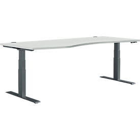 Schäfer Shop Genius Bureau MODENA FLEX, réglage électrique de la hauteur, forme libre, approche à gauche, L 1800 mm, gris clair/anthracite