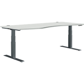 Schäfer Shop Genius Bureau MODENA FLEX, réglage électrique de la hauteur, forme libre, approche à gauche, L 1800 mm, gris clair/anthracite