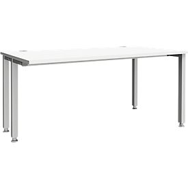 Schäfer Shop Genius Bureau MODENA FLEX, tube carré à 4 pieds, parties latérales raccourcies, L 1600 mm, blanc
