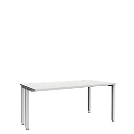 Schäfer Shop Genius Bureau MODENA FLEX, tube carré à 4 pieds, parties latérales raccourcies, L 1600 mm, gris clair