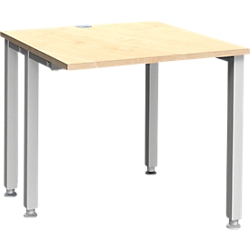 Schäfer Shop Genius Bureau MODENA FLEX, tube carré à 4 pieds, parties latérales raccourcies, L 800 mm, érable