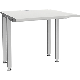 Schäfer Shop Genius Bureau MODENA FLEX, tube carré à 4 pieds, parties latérales raccourcies, L 800 mm, gris clair