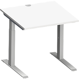 Schäfer Shop Genius Bureau MODENA FLEX, tube rectangulaire à piétement en C, L 800 x P 800 mm, blanc/alu blanc