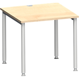 Schäfer Shop Genius Bureau MODENA FLEX, tube rond à 4 pieds, L 800 x P 800 mm, érable/alu blanc