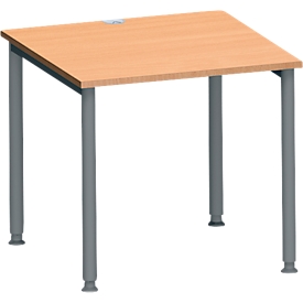 Schäfer Shop Genius Bureau MODENA FLEX, tube rond à 4 pieds, L 800 x P 800 mm, hêtre/anthracite