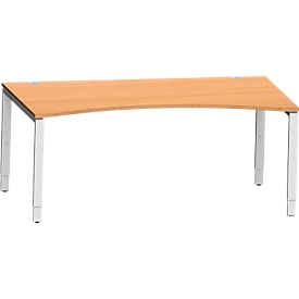 Schäfer Shop  Genius Bureautafel MODENA FLEX, met cockpitblad, 4-poot rechthoekige buis, B 1800 mm, D 800/100, beuken/wit 