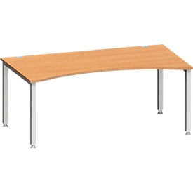 Schäfer Shop  Genius Bureautafel MODENA FLEX, met cockpitblad, 4-poot vierkante buis, breedte 1800 mm, beuken/wit 