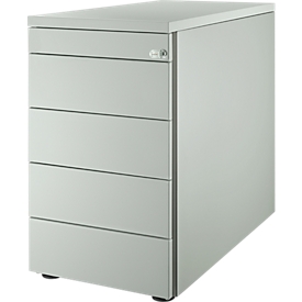 Schäfer Shop Genius Caisson fixe 13333, avec gorge de préhension, l. 435 x P 800 x H 717 mm, gris clair/gris clair/gris clair 