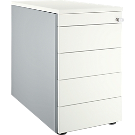 Schäfer Shop Genius Caisson fixe 13333, l. 435 x P 800 x H 717 mm, avec gorge de préhension, alu blanc/blanc