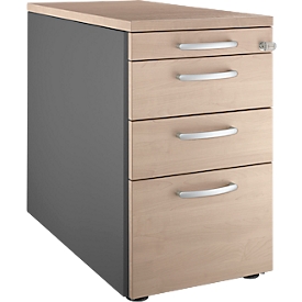 Schäfer Shop Genius Caisson fixe 1336, avec poignée ronde, L 435 x H 717 mm, anthracite/décor chêne