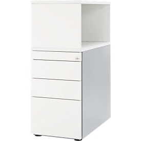 Schäfer Shop Genius Caisson fixe avec étagère à poser, verrouillable, rainure de poignée latérale, blanc