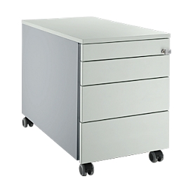 Schäfer Shop Genius Caisson mobile 1233, avec gorge de préhension, l. 435 x H 577 mm, alu blanc/gris clair/gris clair 