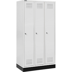 Schäfer Shop Genius Casier de vestiaires sur socle, 3 compartiments, serrure à cylindre, gris clair/gris clair