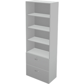 Schäfer Shop  Genius Combi-hangmappenkast - open rek TETRIS WALL, B 800 x D 440 x H 2250 mm lichtgrijs