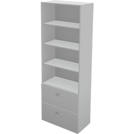 Schäfer Shop Genius Combinaison étagère-armoire à dossiers suspendus TETRIS WALL, l. 800 x P 440 x H 2250 mm, gris clair