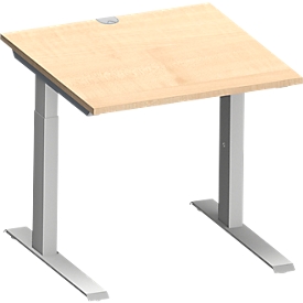 Schäfer Shop Genius desk MODENA FLEX, C-foot rectangular tube, W 800 x D 800 mm, maple/white aluminum