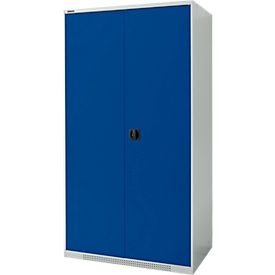 Schäfer Shop Genius dubbeldeurskast FS, staal, met ventilatieopeningen, B 1055 x D 620 x H 1950 mm, 5 OH, lichtgrijs/gentiaanblauw, tot 500 kg 