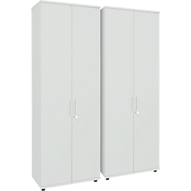 Schäfer Shop Genius dubbeldeurskast TETRIS WOOD, incl. glijders, B 1000 x D 421 x H 2270 mm (6 OH), lichtgrijs, 2 st.