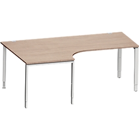Schäfer Shop Genius écrit. 90° li, 4-F, bureau d'angle MODENA FLEX 90°,approche à gauche, L 2000 mm, décor chêne