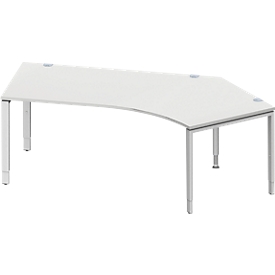Schäfer Shop Genius escritorio angular MODENA FLEX 135°, extensión derecha, ancho 2165 mm, gris claro