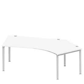 Schäfer Shop Genius escritorio angular MODENA FLEX 135°, fijación derecha, aluminio blanco/blanco