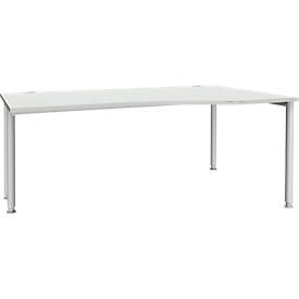 Schäfer Shop Genius escritorio de forma libre MODENA FLEX, extensión derecha, aluminio gris claro/blanco