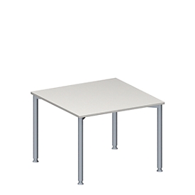Schäfer Shop Genius Extension table MODENA FLEX, height adjustable, square shape, 4 feet, round tube, W 1000 x D 1000 mm, light grey