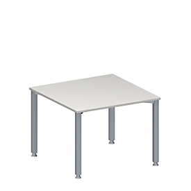 Schäfer Shop Genius Extension table MODENA FLEX, height adjustable, square shape, 4 feet, square tube, W 1000 x D 1000 mm, light grey