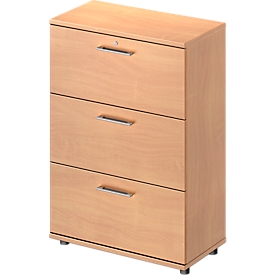 Schäfer Shop Genius filing cabinet TETRIS WOOD, 3 OH, W 800 mm, height incl. glides, lockable, beech decor