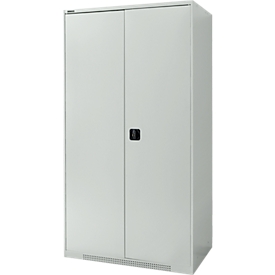 Schäfer Shop Genius Flügeltürenschrank FS, Stahl, mit Belüftungslöchern, B 1055 x T 620 x H 1950 mm, 5 OH, Lichtgrau/Lichtgrau, bis 500 kg 