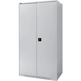 Schäfer Shop Genius Flügeltürenschrank FS, Stahl, mit Belüftungslöchern, B 1055 x T 620 x H 1950 mm, 5 OH, Weißalu/Weißalu, bis 500 kg 