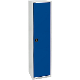 Schäfer Shop Genius Flügeltürenschrank FS, Stahl, mit Belüftungslöchern, B 545 x T 620 x H 1950 mm, 5 OH, Lichtgrau/Enzianblau, bis 250 kg